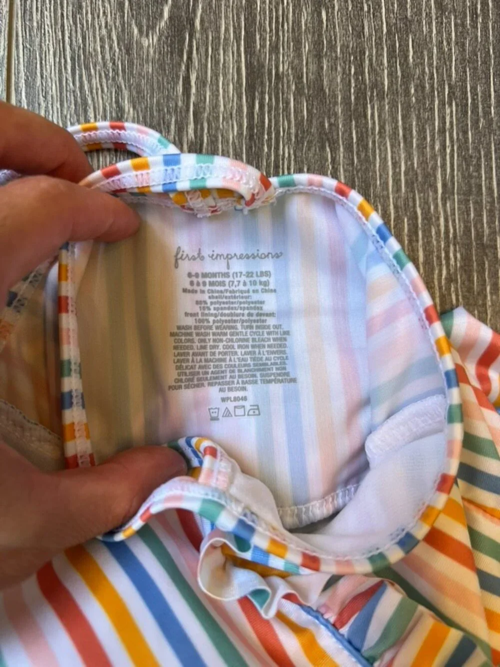 Baby Girl Pastel Rainbow Striped Ruffle Swimsuit & Sun Hat